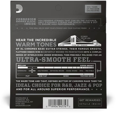 Струны для бас-гитары D'Addario ECB81S