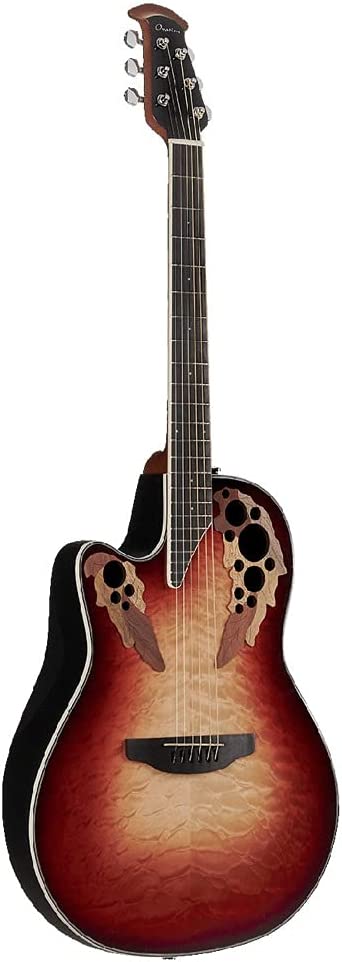 Электроакустическая леворукая гитара OVATION CE44LX-1R Celebrity Elite Plus Mid Cutaway Ruby Burst