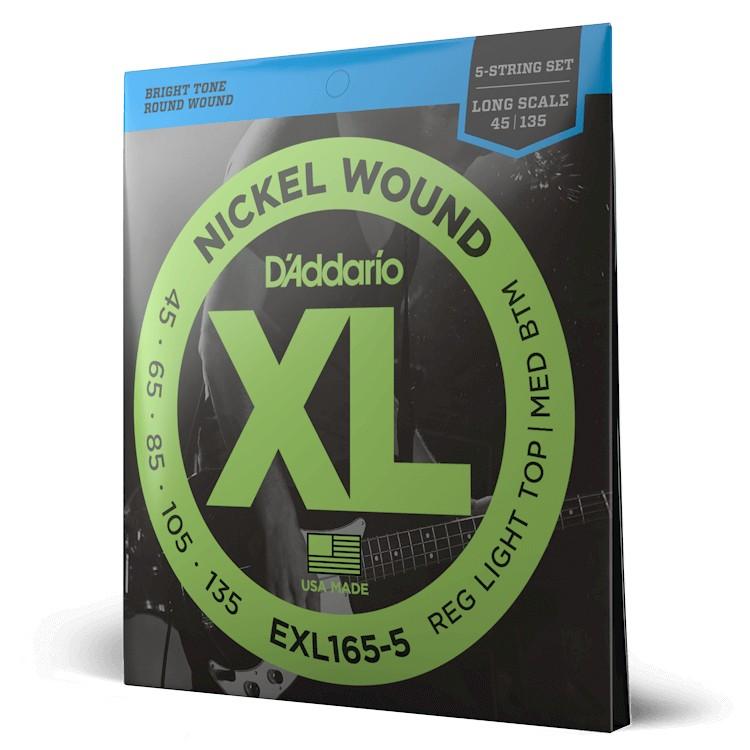 Струны для бас-гитары D'ADDARIO EXL165-5