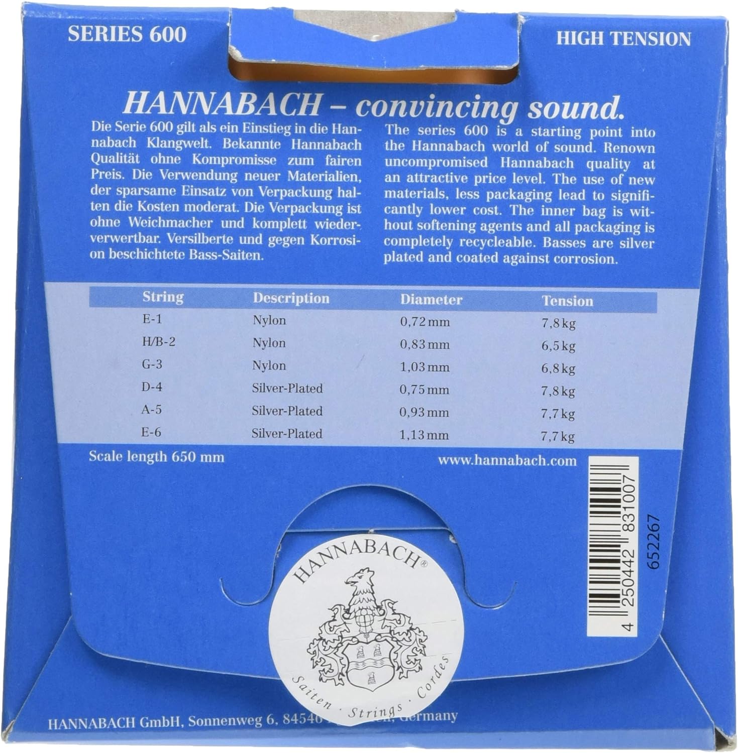 Струны для классической гитары Hannabach 600HT Silver-Plated Orange