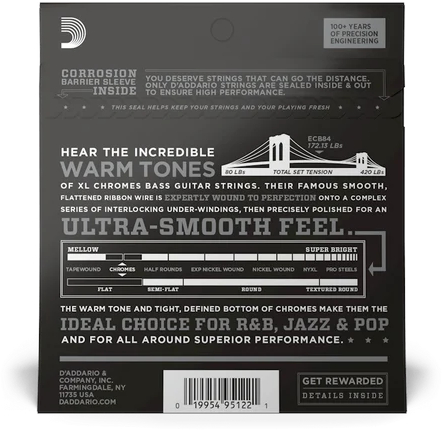 Струны для бас-гитары D'Addario ECB84
