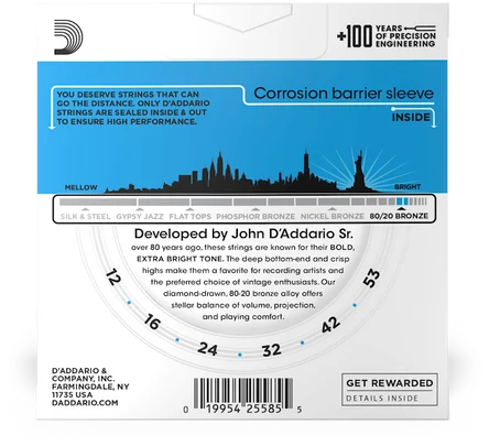 Струны для акустической гитары D'Addario EJ11-3D