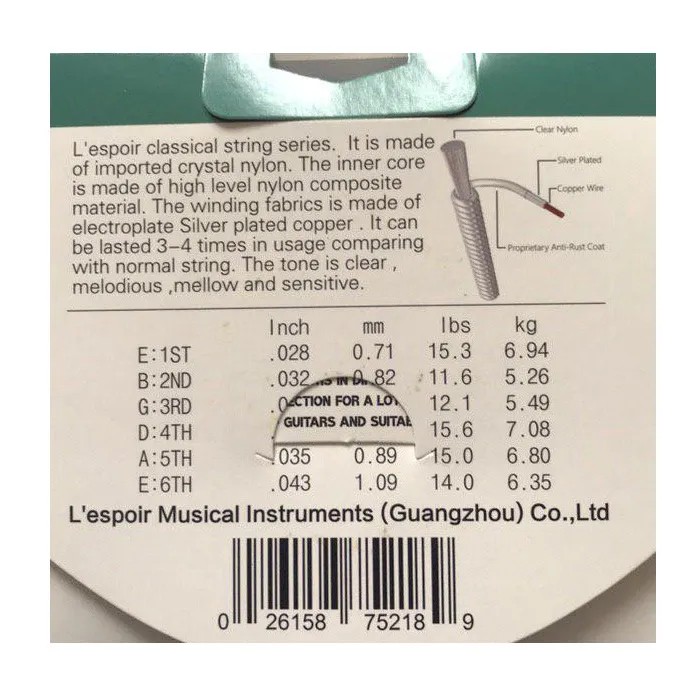 Струны для классической гитары LESPOIR LC-19