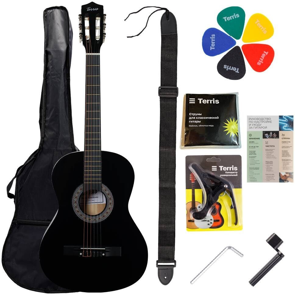Классическая гитара TERRIS TC-038 BK Starter Pack