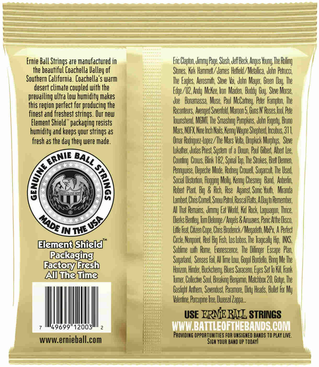 Струны для акустической гитары Ernie Ball 2003