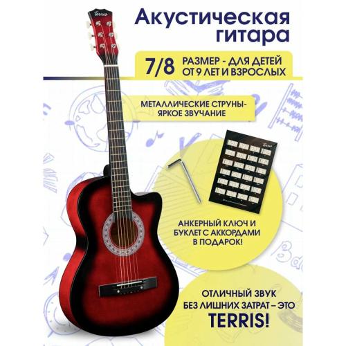 Акустическая гитара комплект TERRIS TF-3802C RD RD PACK 2