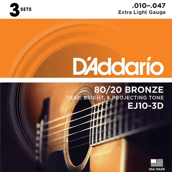 Струны для акустической гитары D'Addario EJ10-3D