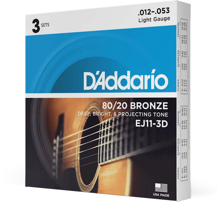 Струны для акустической гитары D'Addario EJ11-3D