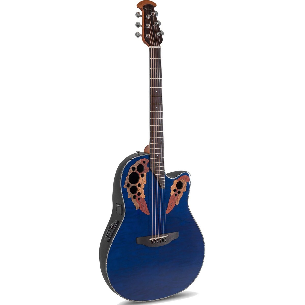 Электроакустическая гитара OVATION CE44P-8TQ Celebrity Elite Plus Mid Cutaway Trans Blue Quilt Maple