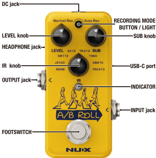 Педаль эффектов NUX NOL-1 A/B Roll Octave & Loop