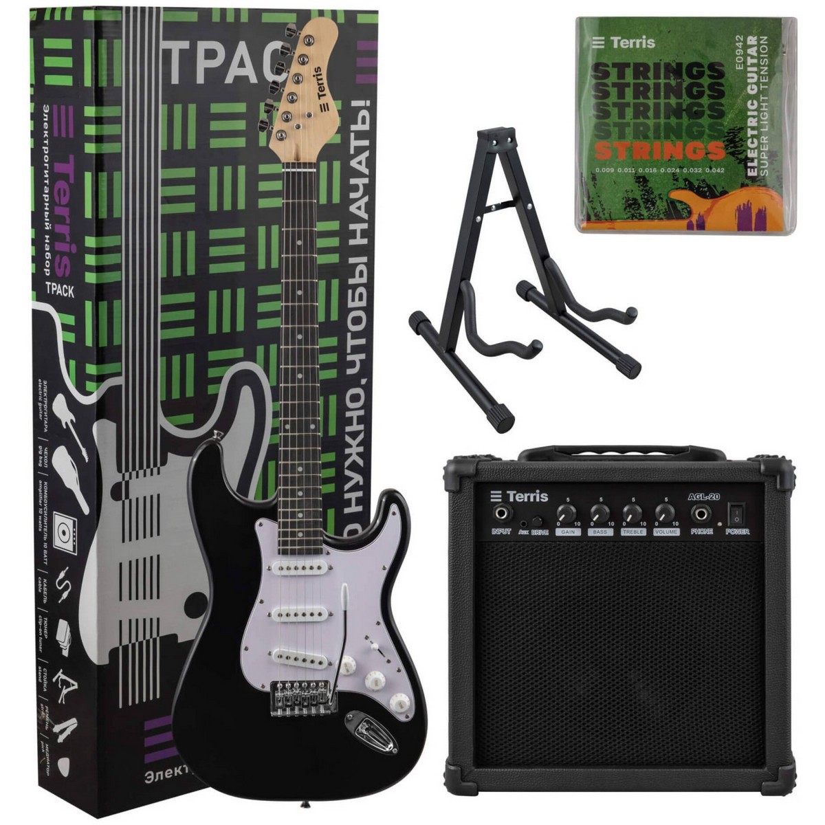 Электрогитара комплект TERRIS TPACK-TST-040 BK