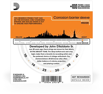 Струны для акустической гитары D'Addario EJ10-3D