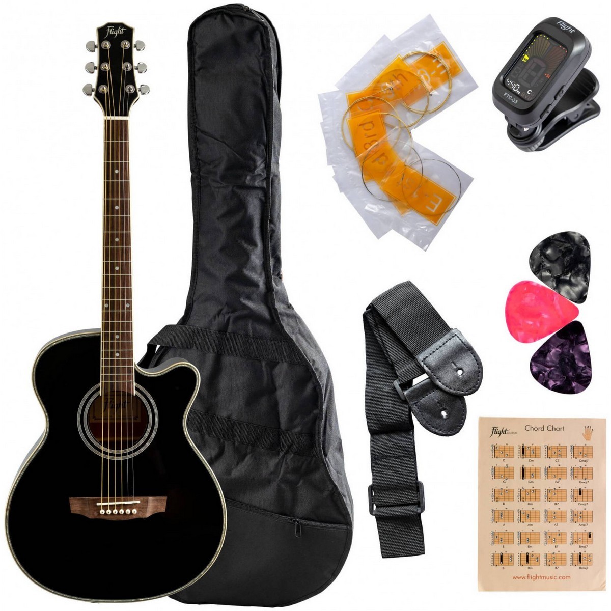 Акустическая гитара FLIGHT F-230 BLK PACK