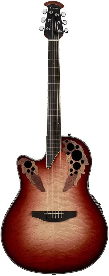 Электроакустическая леворукая гитара OVATION CE44LX-1R Celebrity Elite Plus Mid Cutaway Ruby Burst