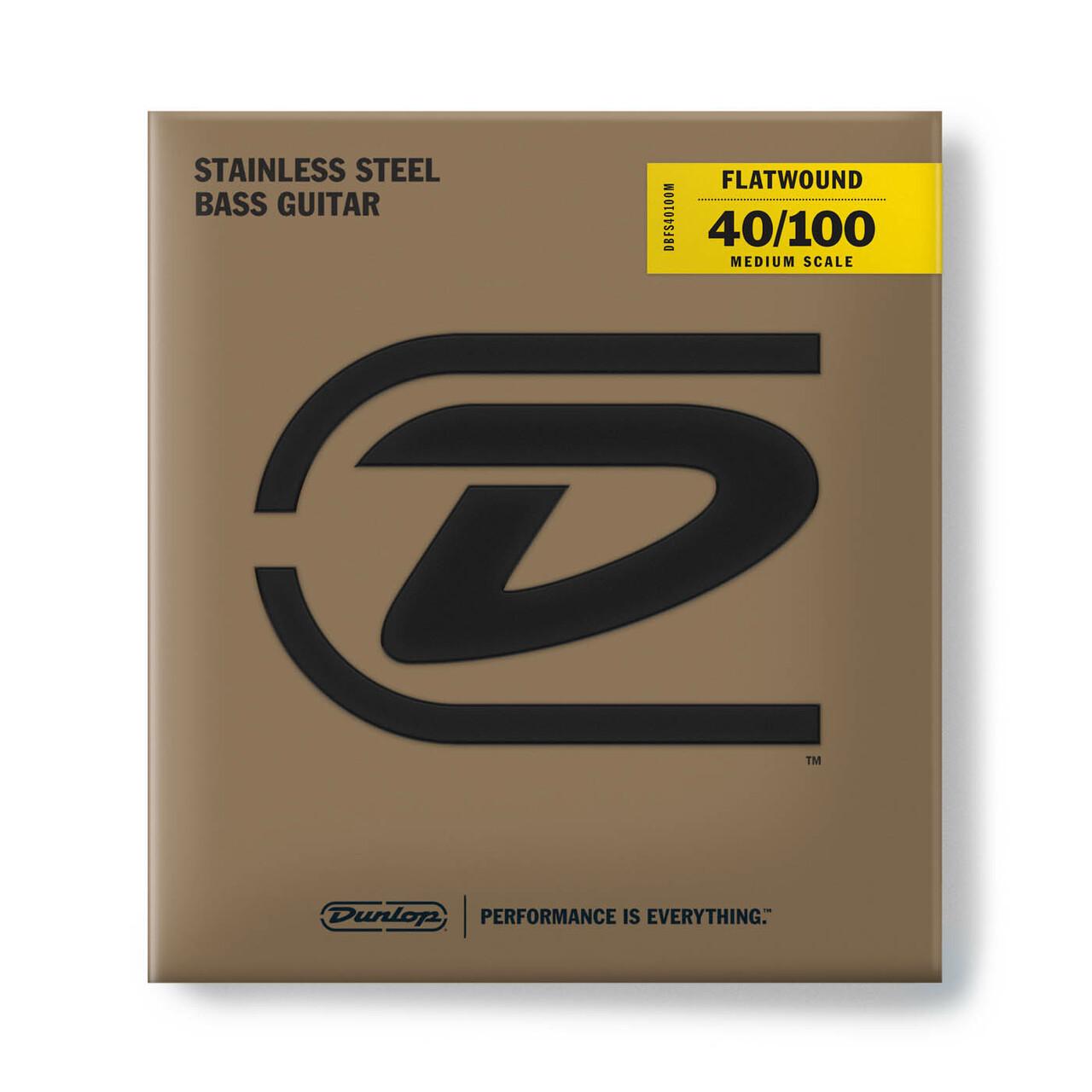 Струны для бас-гитары DUNLOP DBFS40100M Flatwound Stainles Steel Medium Scale