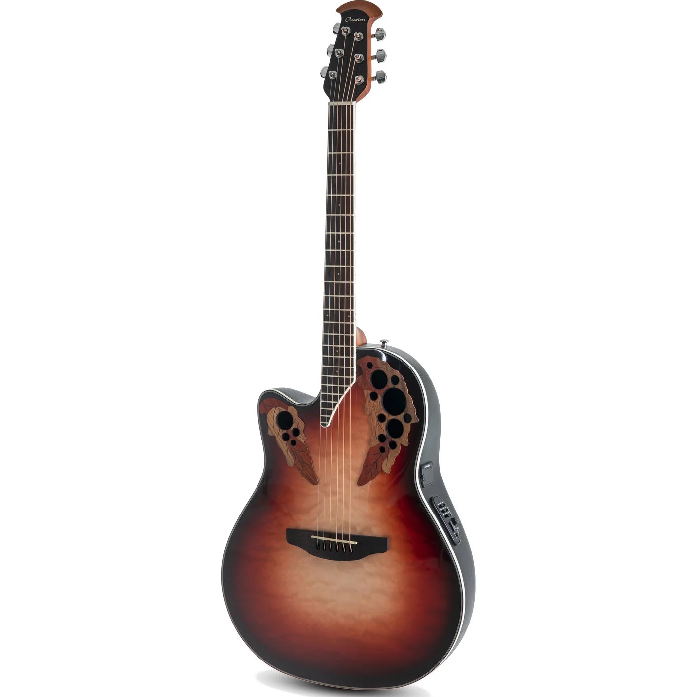 Электроакустическая леворукая гитара OVATION CE44LX-1R Celebrity Elite Plus Mid Cutaway Ruby Burst